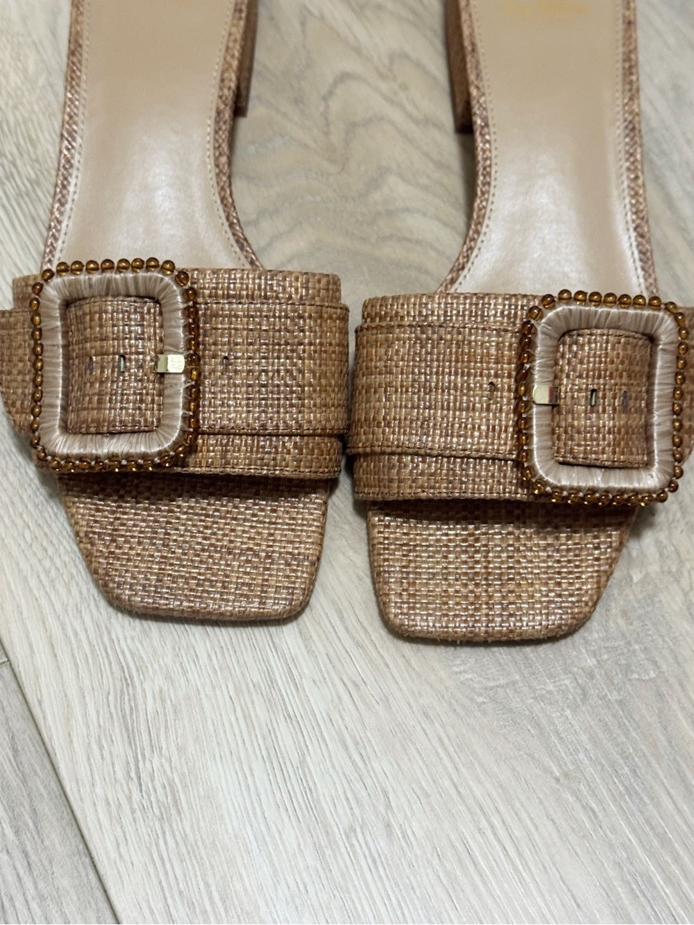Sam Edelman Deacon Beaded Woven Raffia Slide-in Women's Sandals Sz. 8.5 - Picture 3 of 6